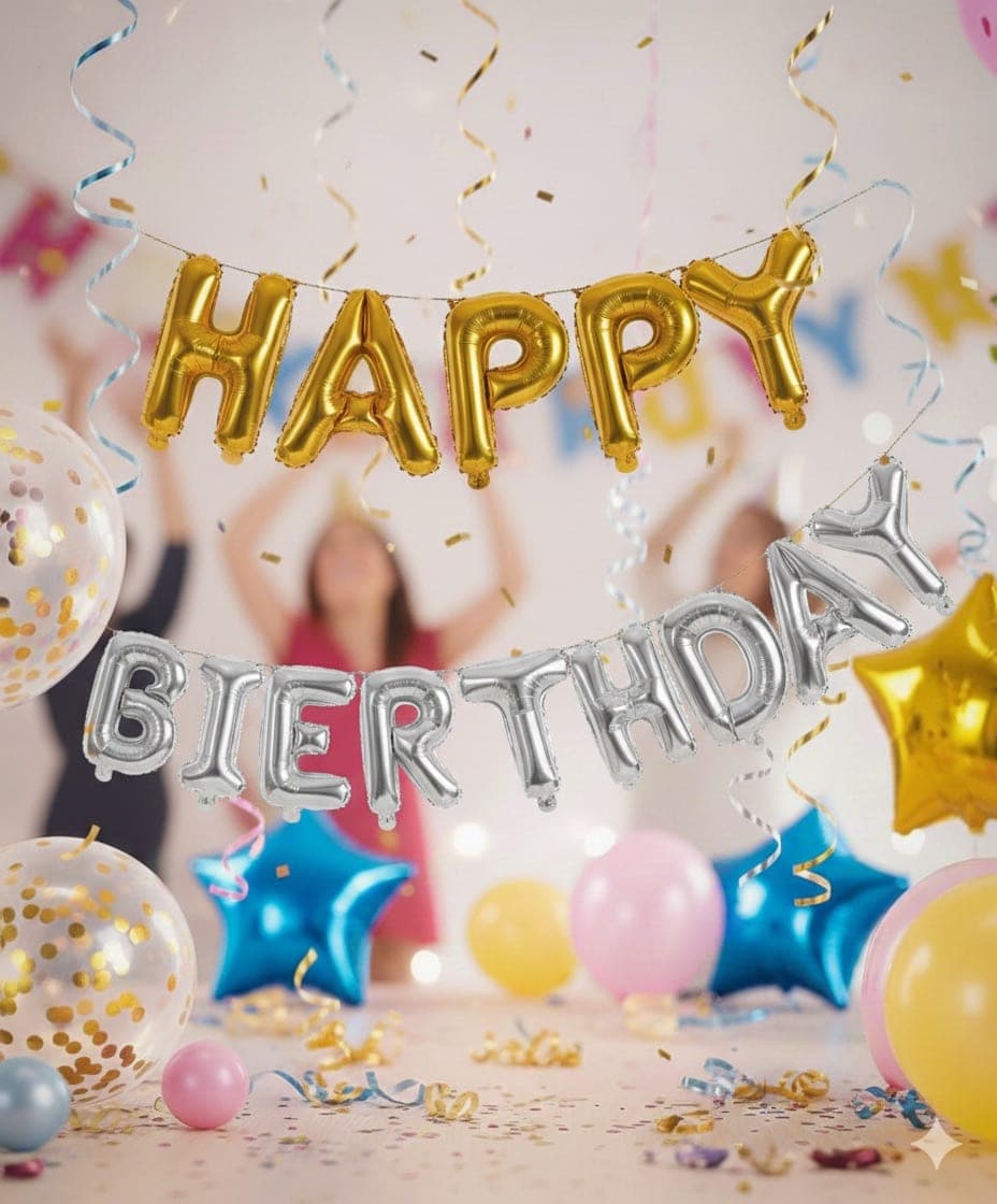 بانر بالونات عيد ميلاد سعيد