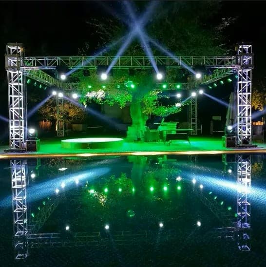 Terrace and wedding lighting for a big hall